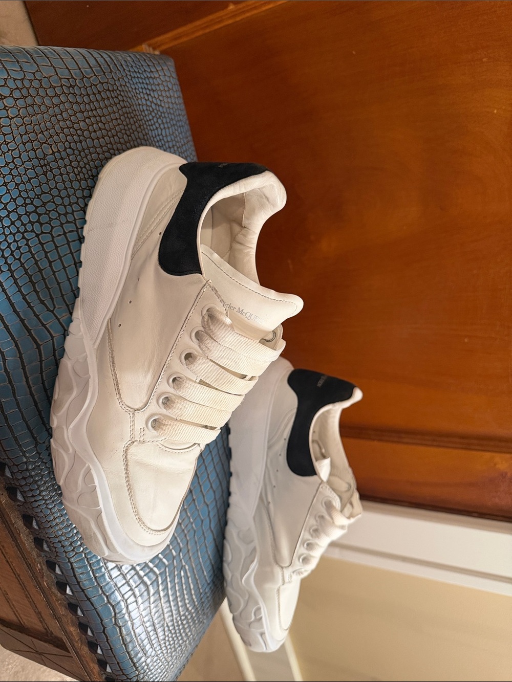 Alexander McQueen Oversized Court Trainer in a white and black colorway. - Picture 6 of 8